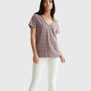 Lucky Brand Womens Strioed V Neck Tee Size Medium